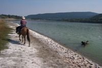 Soda Lake - A man, his horse and his trusty dog